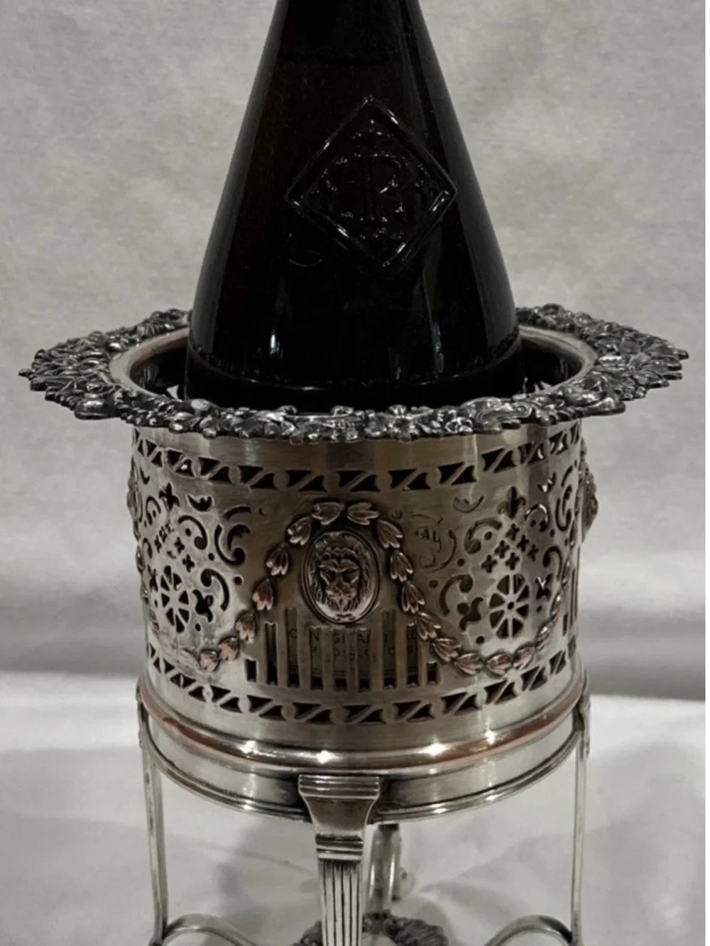 Antique Victorian Sheffield Silver Plate Wine Bottle Holder